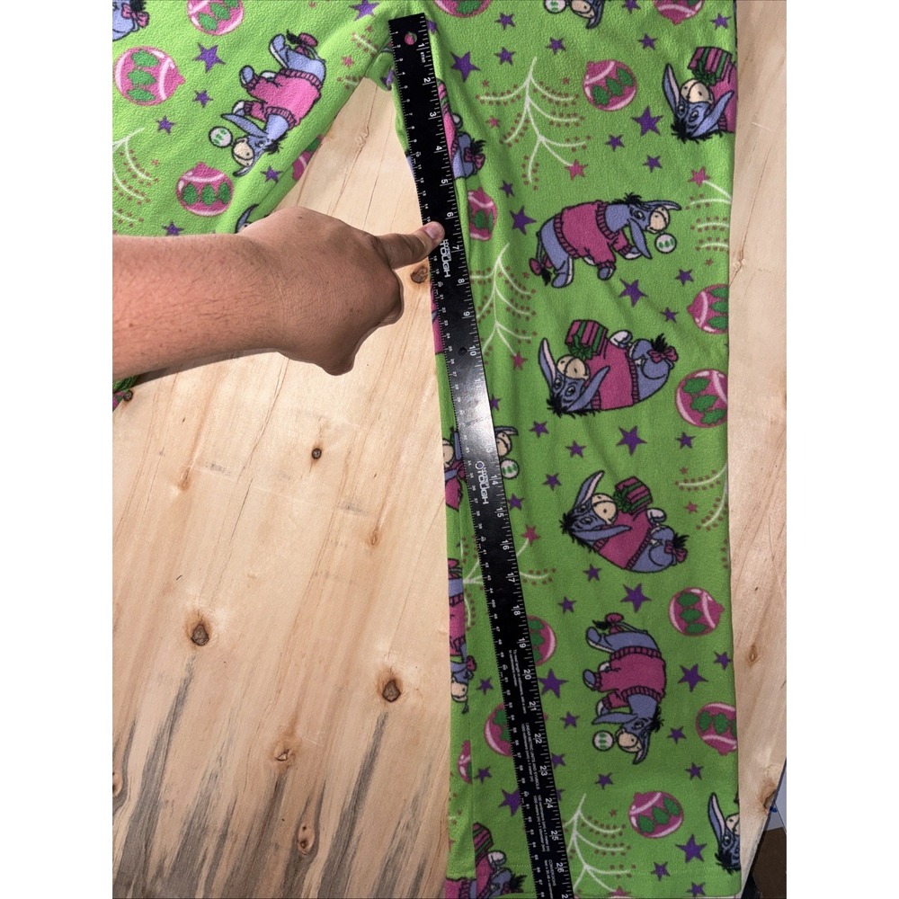 Disney Eeyore Fleece Lounge Pants Green Purple Holiday Pajamas Womens Medium - Picture 4 of 4